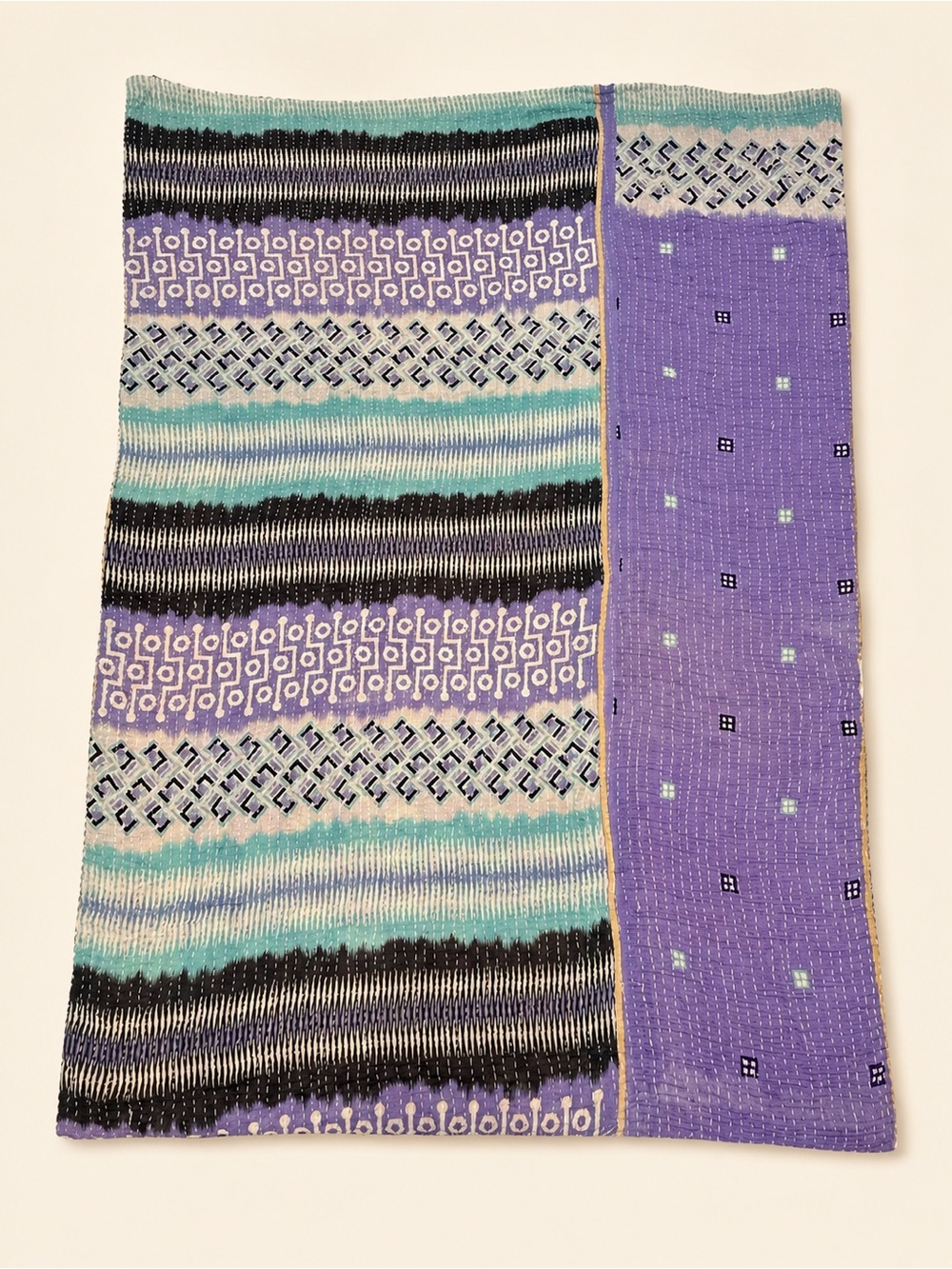 Kantha Throw Blanket Patchwork NWOT 86x104 - Picture 2 of 2